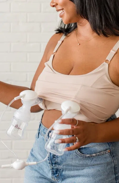 Davin & Adley Busty Size Amelia Pumping And Nursing Crop Cami In Neutral