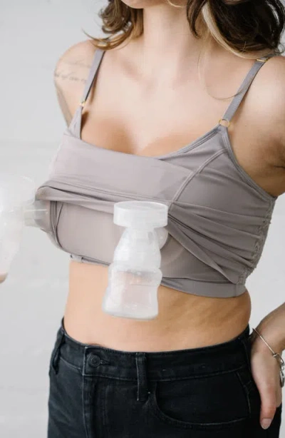 Davin & Adley Busty Size Amelia Pumping And Nursing Crop Cami In Gray