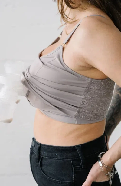 Davin & Adley Busty Size Amelia Pumping And Nursing Crop Cami In Gray
