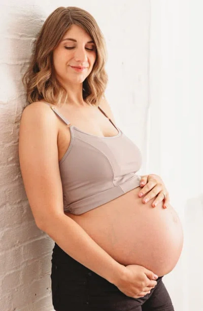 Davin & Adley Busty Size Amelia Pumping And Nursing Crop Cami In Gray