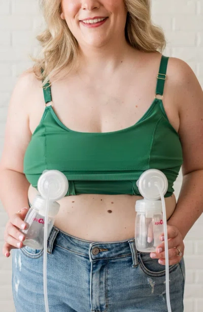Davin & Adley Busty Size Amelia Pumping And Nursing Crop Cami In Green