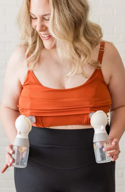 Davin & Adley Busty Size Amelia Pumping And Nursing Crop Cami In Orange