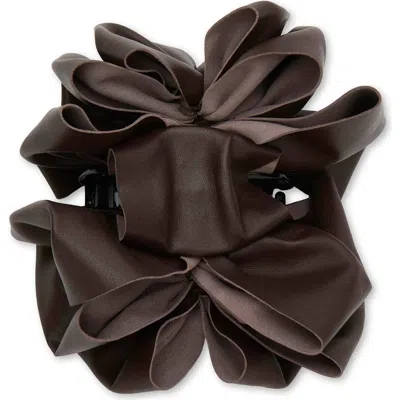 Lele Sadoughi Rita Genuine Leather Claw Clip In Brown
