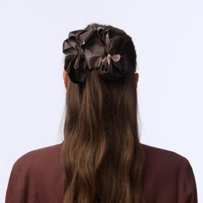 Lele Sadoughi Rita Genuine Leather Claw Clip In Brown