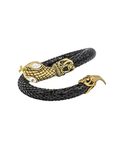 Eye Candy La Anna Black Snake Statement Bracelet In Black