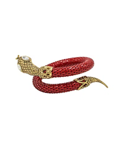 Eye Candy La Anna Red Snake Statement Bracelet In Red