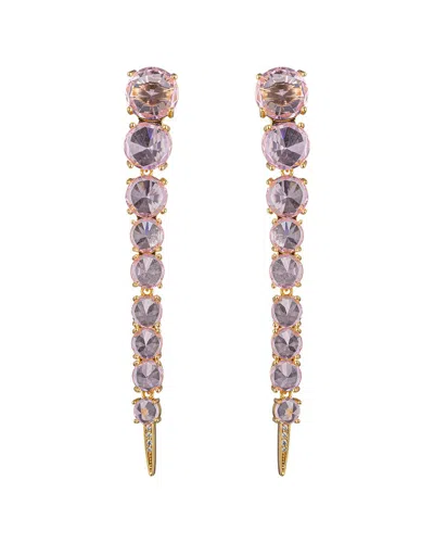 Eye Candy La Harper Green Drop Cz Drop Earrings In Pink