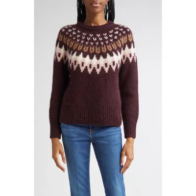 Veronica Beard Anne Fairisle Pullover In Raisin Multi In Brown
