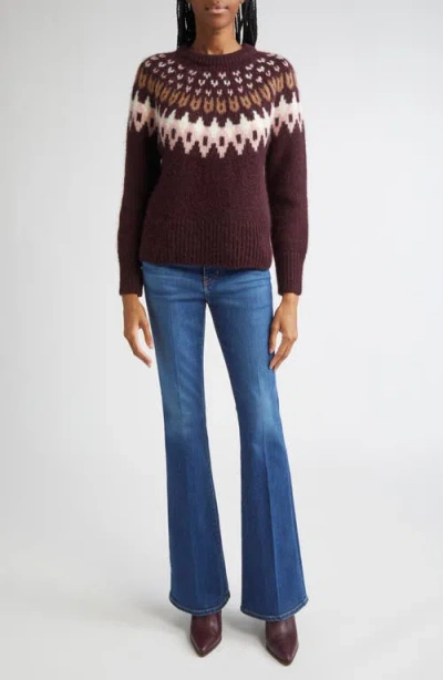 Veronica Beard Anne Fairisle Pullover In Raisin Multi In Brown
