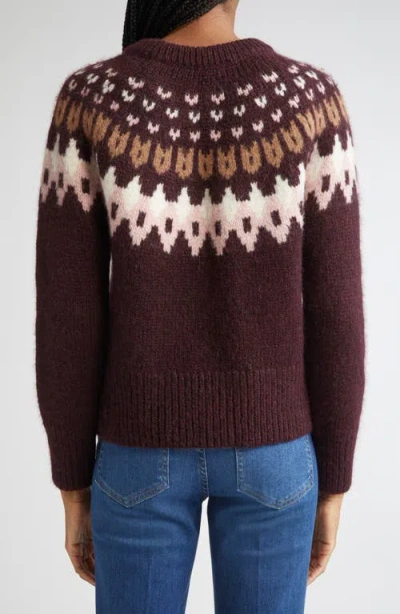 Veronica Beard Anne Fairisle Pullover In Raisin Multi In Brown