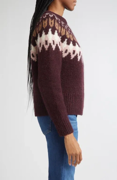 Veronica Beard Anne Fairisle Pullover In Raisin Multi In Brown