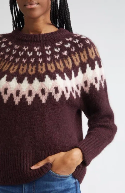 Veronica Beard Anne Fairisle Pullover In Raisin Multi In Brown