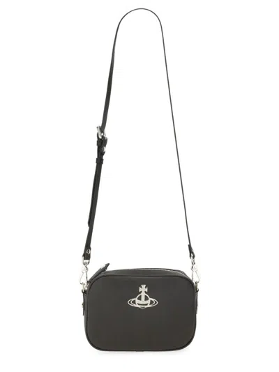 Vivienne Westwood Adjustable Strap Shoulder Bag With Rear Zip Pocket In Black