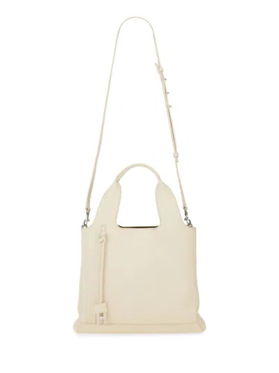 Hogan Structured Crossbody Shopping Bag With Textured Finish In Neutral