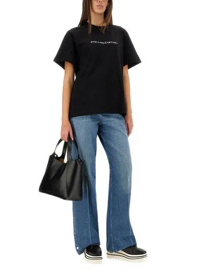 Stella Mccartney Logo Oversized Cotton T-shirt In Black