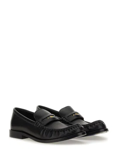 Burberry Leather Penny Loafers In Black