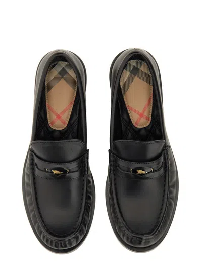 Burberry Leather Penny Loafers In Black
