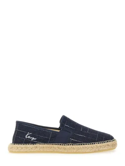 Kenzo Logo Embroidered Round Toe Espadrilles In Black
