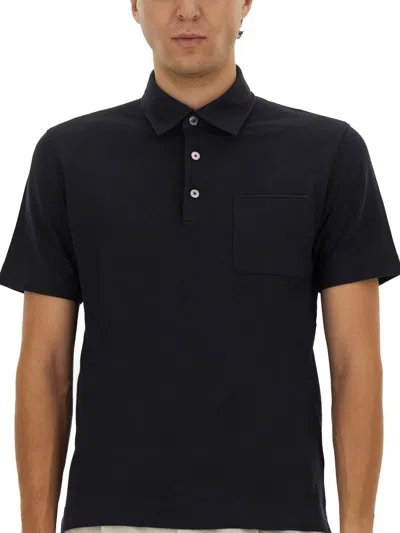 Zegna Cotton Polo Shirt With Pocket In Black