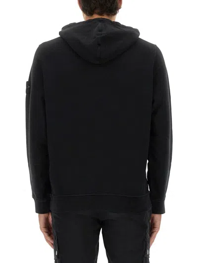 Stone Island Brushed Organic Cotton Fleece Sweatshirt In Black