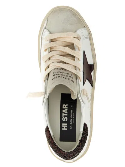 Golden Goose Deluxe Brand White Hi Star Sneakers In Animal Print