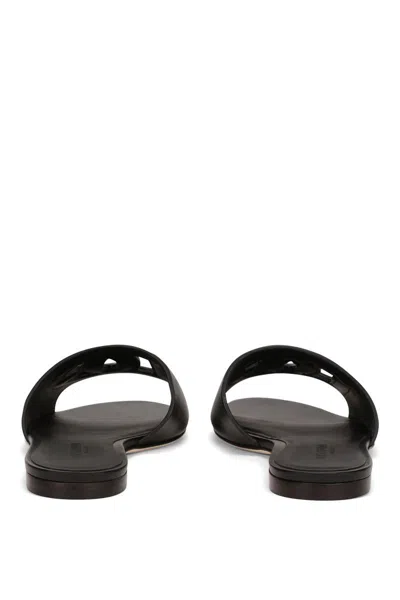 Dolce & Gabbana Dolce&gabbana Women Dg Logo Rubber Beachwear Sliders In Black