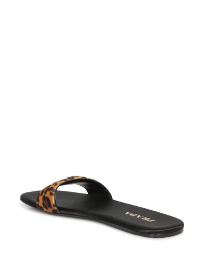 Prada Animal Print Genuine Calf Hair Slide Sandal In Miele Calf Hair Print