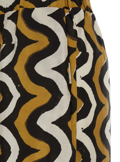 Obidi 'iris' Multicolor Pants With Wide Leg And All-over Print In Brown