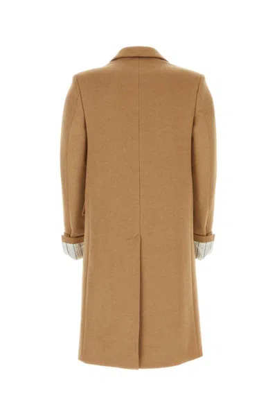 Gucci Men Camel Wool Coat In Brown
