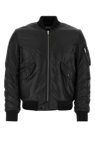 Saint Laurent Black Nylon Bomber Jacket In Black