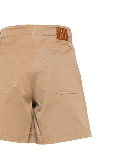 Moncler Cotton Gabardine Shorts In Beige
