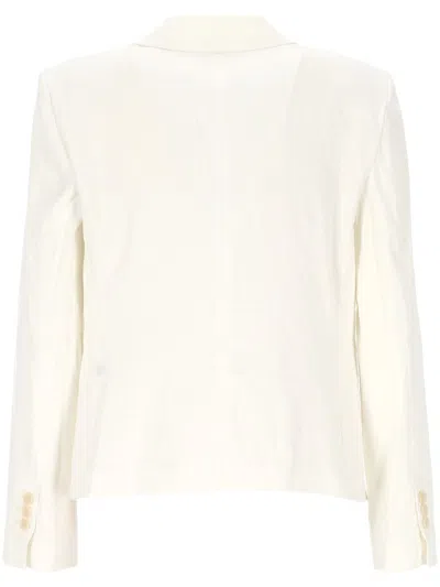 Theory White Buttoned Jacket With Pockets In Neutral