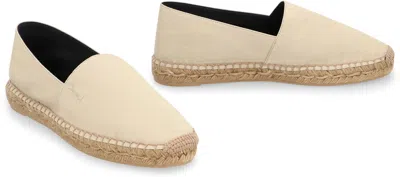 Saint Laurent Cassandre Cotton Gabardine Espadrilles In Neutral