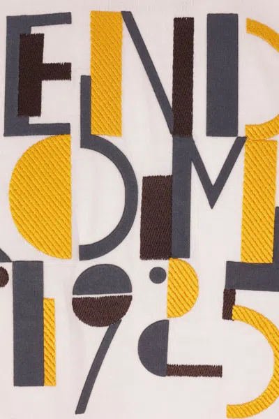 Fendi Roma 1925 Print Cotton T-shirt Clothing In White