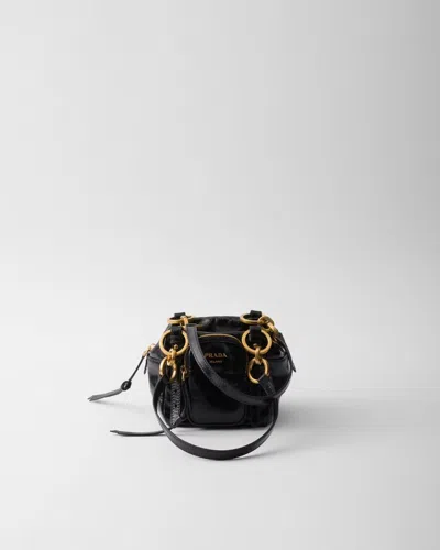 Prada Dangle Leather Top-handle Mini-bag In Black