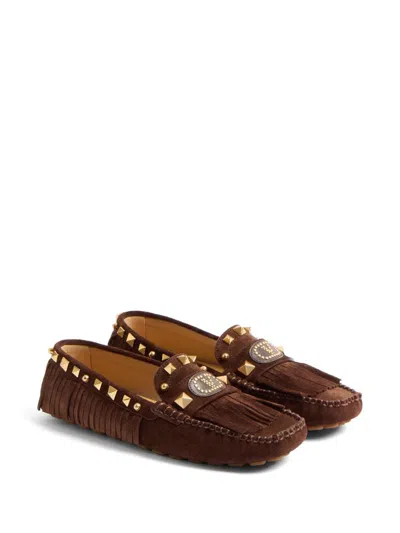 Valentino Driver Loafers In Brown
