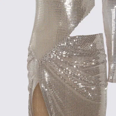 Nissa Silver Maxi Dress In Black