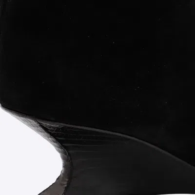 Paris Texas Pointed Toe Knee Length Suede Ankle Boots In Black