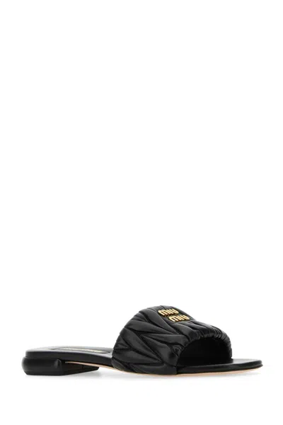 Miu Miu Iu Matelasse Slide In Black