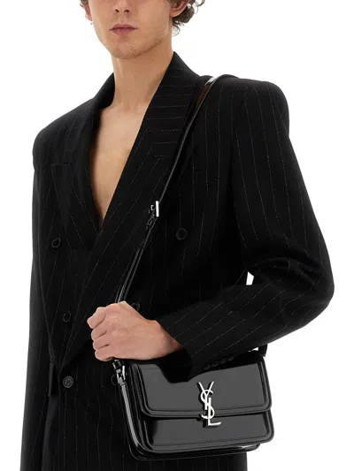 Saint Laurent Oversized Double Breasted Pinstripe Jacket In Black