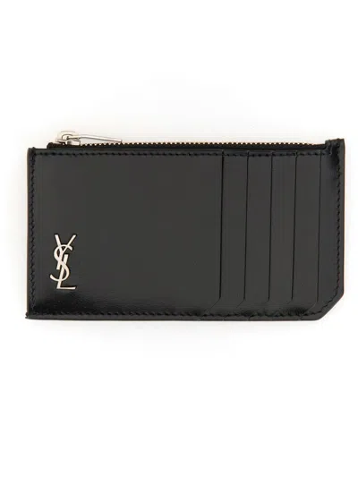Saint Laurent Fragments Tiny Cassandre Wallets Black In Brown