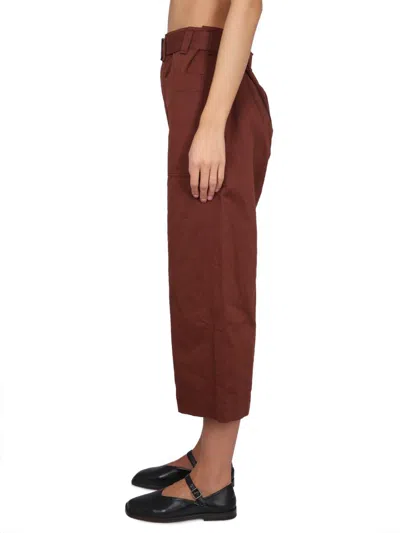 Lemaire Women Cropped Pants In Brown