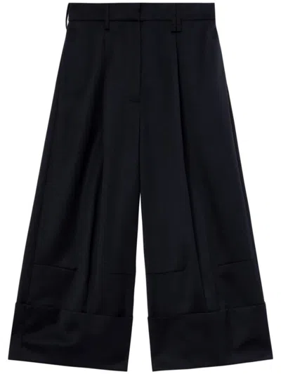 Simone Rocha Wide Leg Cropped Trousers In Black