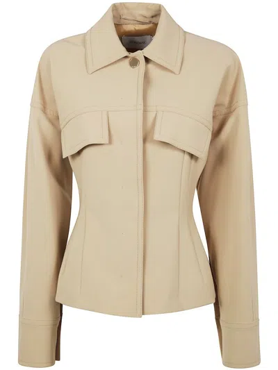 Sportmax Tailored Shirt Jacket Flap Pockets In Brown
