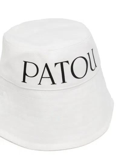 Patou White Logo Print Bucket Hat In White