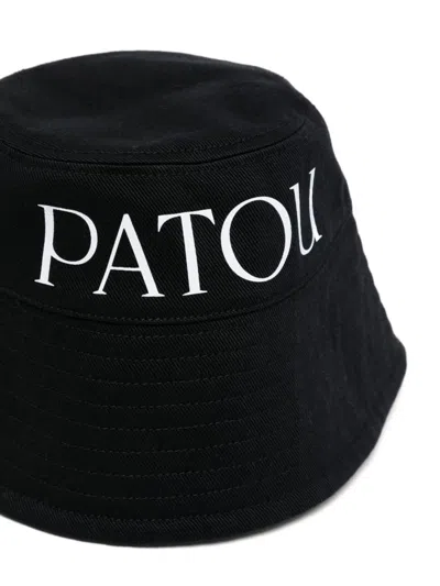 Patou Bucket Hat Cotton Curved Brim In Black