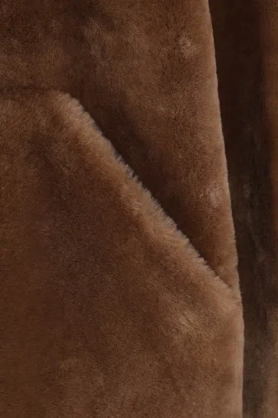 Blancha Hooded Shearling Jacket In Burgundy