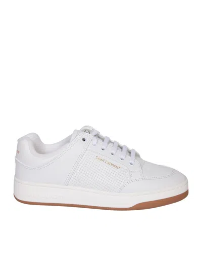 Saint Laurent Leather Sneakers In White