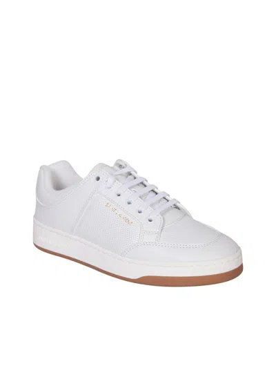 Saint Laurent Leather Sneakers In White