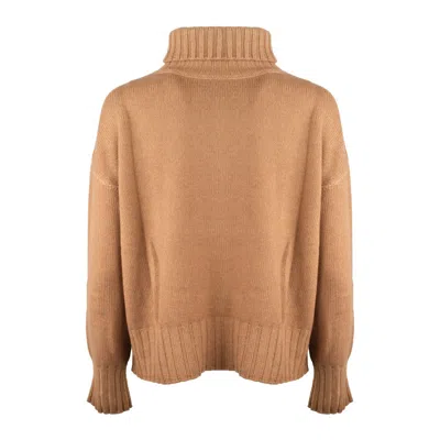 Base Camel Merino Wool Turtleneck Sweater In Brown